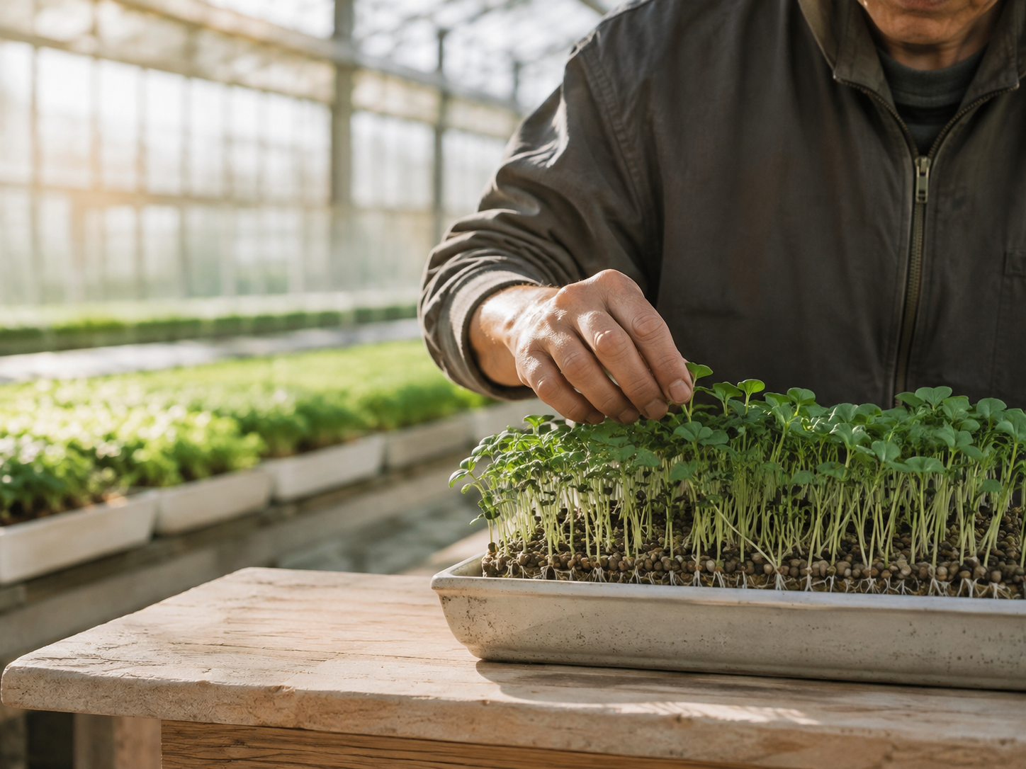 Seedlings growing in an orderly cultivation environment