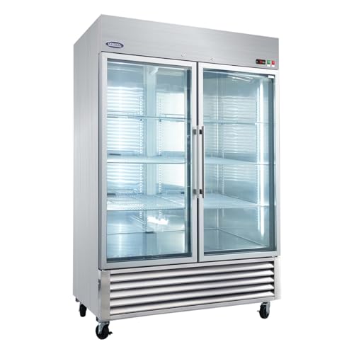 Commercial Display Refrigerator Swing Glass Door Stainless Steel with LED Lighting