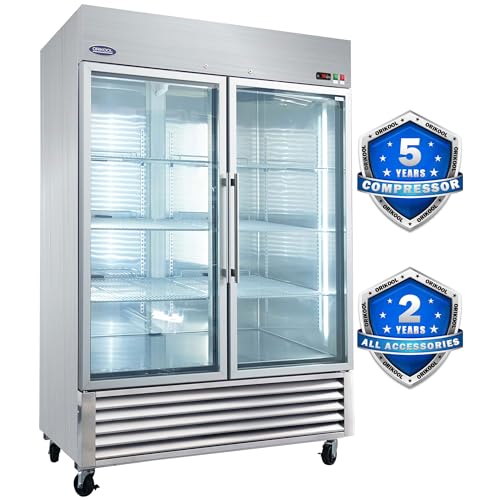 Commercial Display Refrigerator Swing Glass Door Stainless Steel with LED Lighting