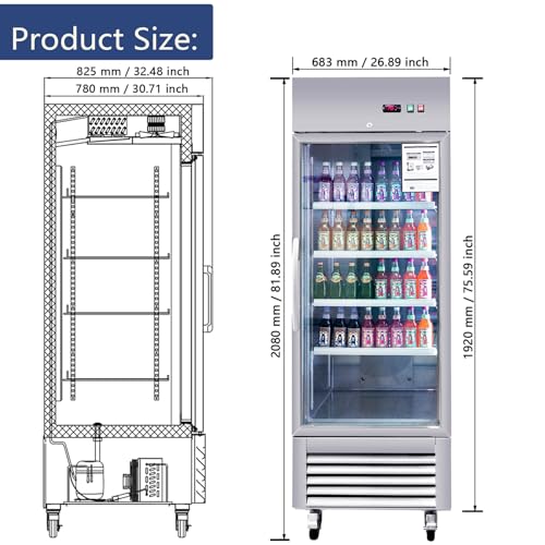 Commercial Display Refrigerator Glass Door Stainless Steel