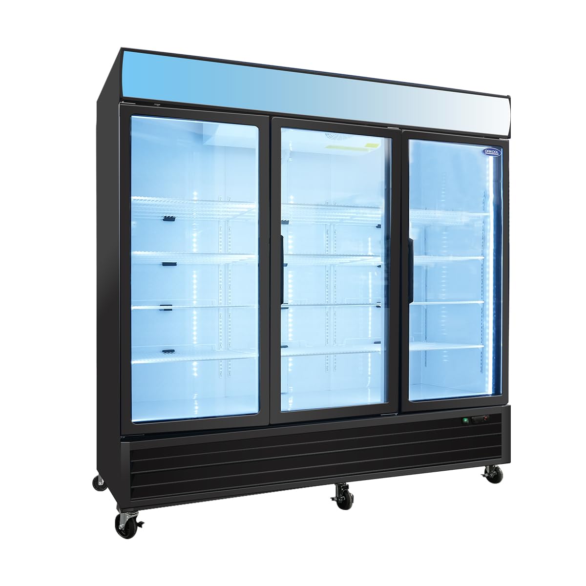Camellia River 80" Glass Door Merchandiser Refrigerator 70 Cu.ft Swing Door with LED Top Panel